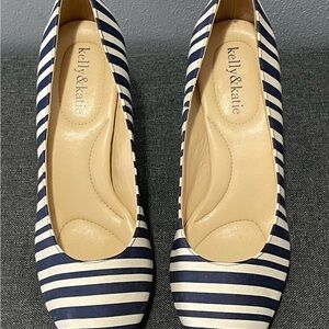 Kelly & Katie Striped Navy and White Heels
